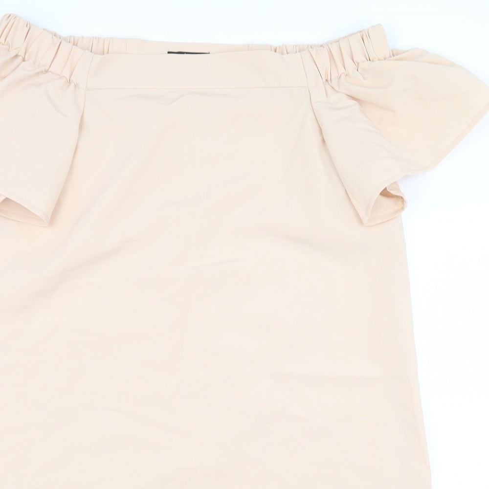 La Redoute Womens Pink Polyester Sheath Size 14 Off the Shoulder Pullover