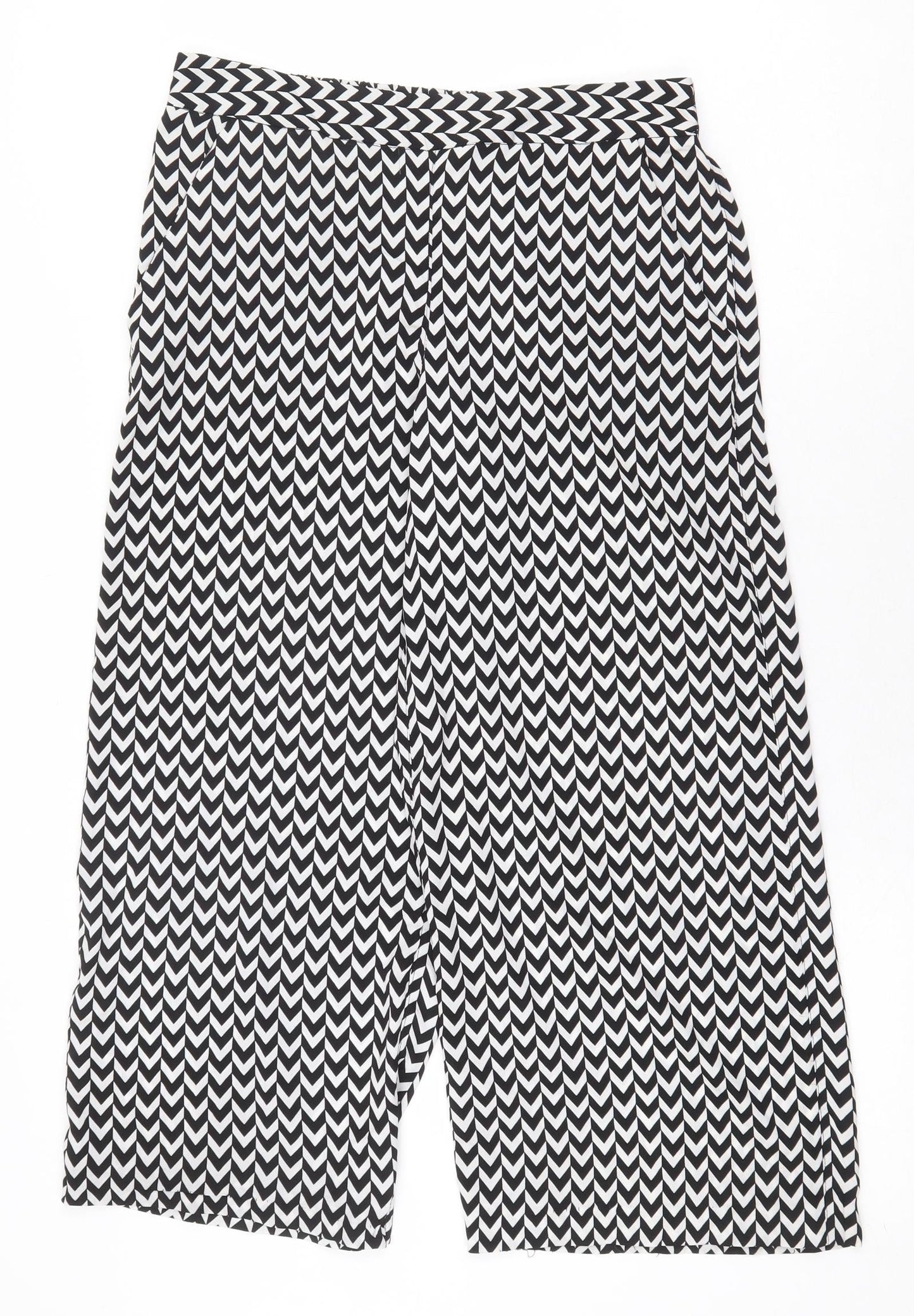 Atmosphere Womens White Geometric Polyester Cropped Trousers Size 8 L23 in Regular