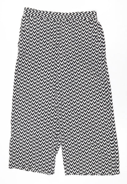 Atmosphere Womens White Geometric Polyester Cropped Trousers Size 8 L23 in Regular