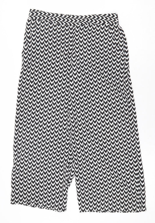 Atmosphere Womens White Geometric Polyester Cropped Trousers Size 8 L23 in Regular