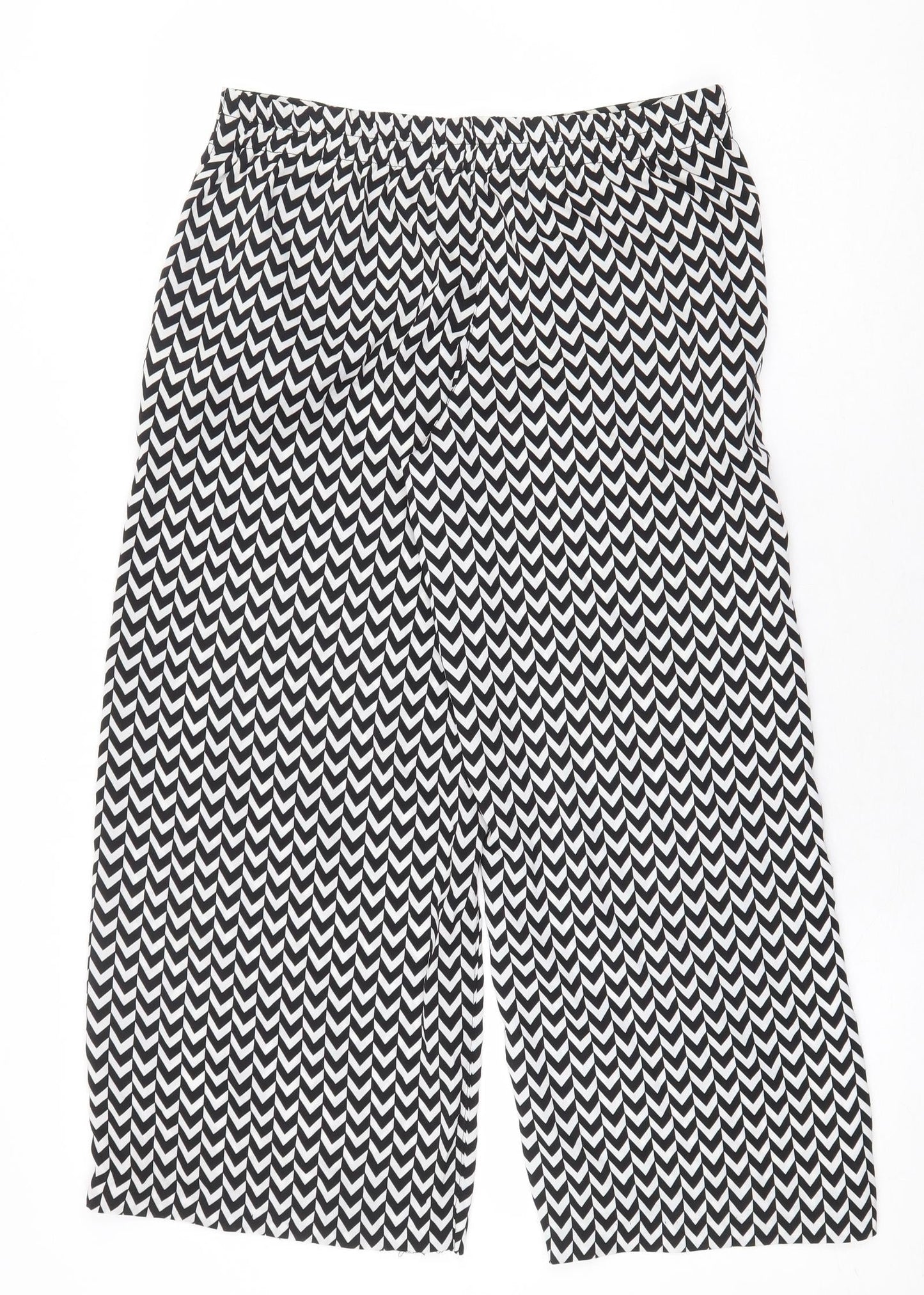 Atmosphere Womens White Geometric Polyester Cropped Trousers Size 8 L23 in Regular