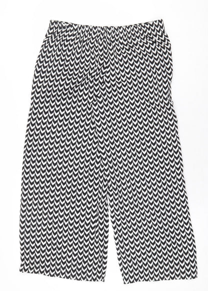 Atmosphere Womens White Geometric Polyester Cropped Trousers Size 8 L23 in Regular