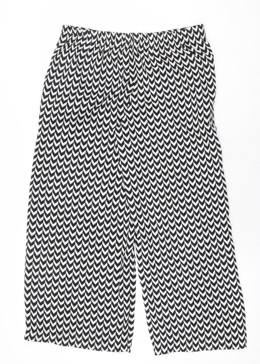 Atmosphere Womens White Geometric Polyester Cropped Trousers Size 8 L23 in Regular