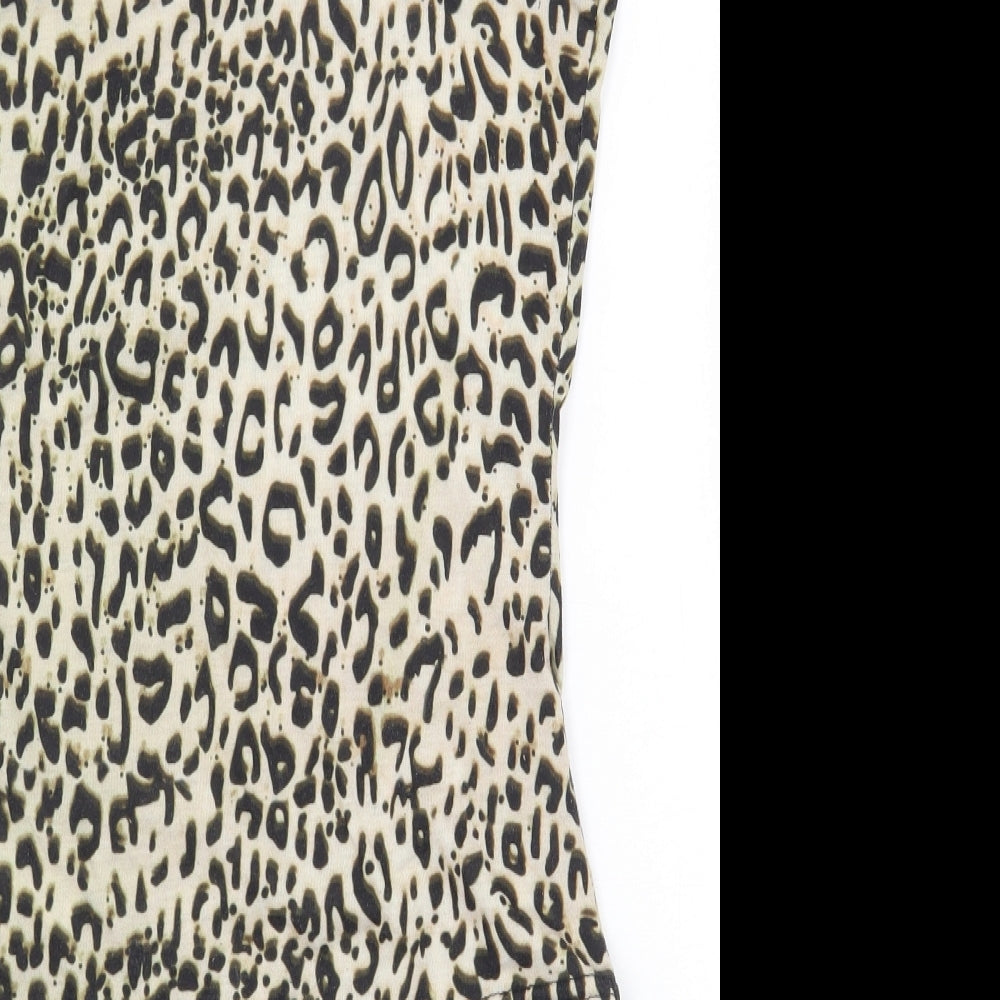 PRETTYLITTLETHING Womens Beige Animal Print Polyester Bodysuit One-Piece Size 8 Snap - Cheetah Print