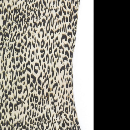 PRETTYLITTLETHING Womens Beige Animal Print Polyester Bodysuit One-Piece Size 8 Snap - Cheetah Print