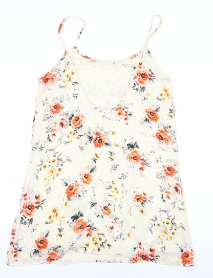 Fashion Union Womens Beige Floral Polyester Slip Dress Size 12 Boat Neck Pullover