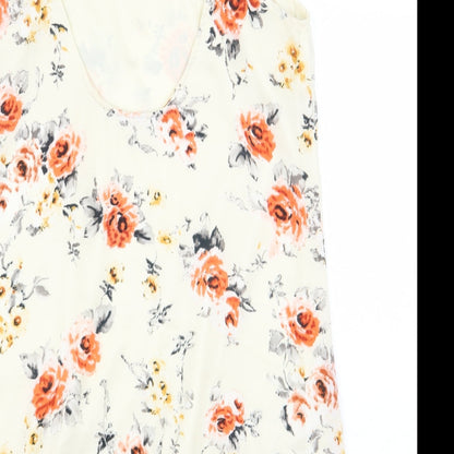 Fashion Union Womens Beige Floral Polyester Slip Dress Size 12 Boat Neck Pullover