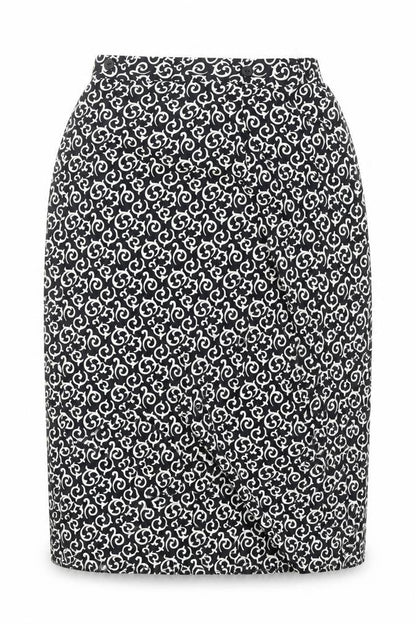 Choices Womens Black Geometric Polyester Wrap Skirt Size 10 Button