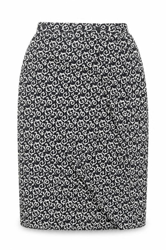 Choices Womens Black Geometric Polyester Wrap Skirt Size 10 Button