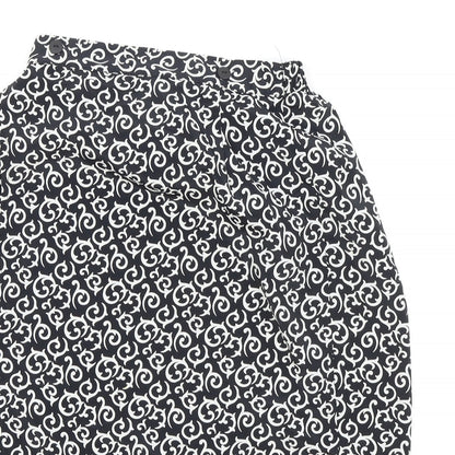 Choices Womens Black Geometric Polyester Wrap Skirt Size 10 Button