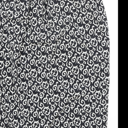 Choices Womens Black Geometric Polyester Wrap Skirt Size 10 Button