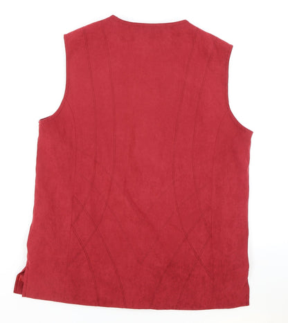 Mian Womens Red Gilet Blazer Size M Button