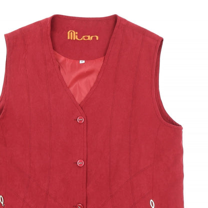 Mian Womens Red Gilet Blazer Size M Button