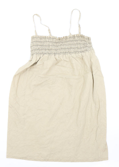 Old Navy Womens Brown Linen Tank Dress Size M Off the Shoulder Pullover