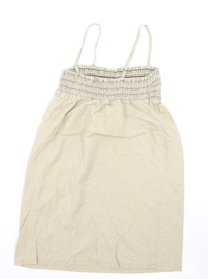 Old Navy Womens Brown Linen Tank Dress Size M Off the Shoulder Pullover