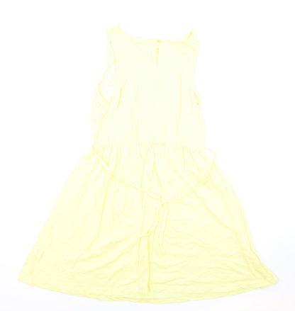 Atmosphere Womens Yellow Cotton Fit & Flare Size 12 Round Neck Button - Lace Detail