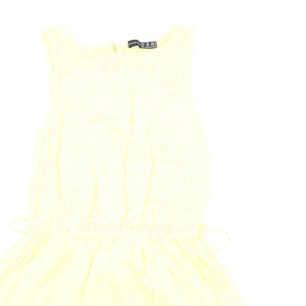 Atmosphere Womens Yellow Cotton Fit & Flare Size 12 Round Neck Button - Lace Detail