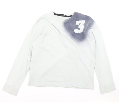 Topman Mens Blue Polyester T-Shirt Size S Round Neck - Graffiti