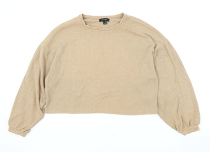 New Look Womens Beige Round Neck Cotton Pullover Jumper Size M