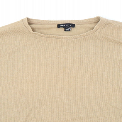 New Look Womens Beige Round Neck Cotton Pullover Jumper Size M