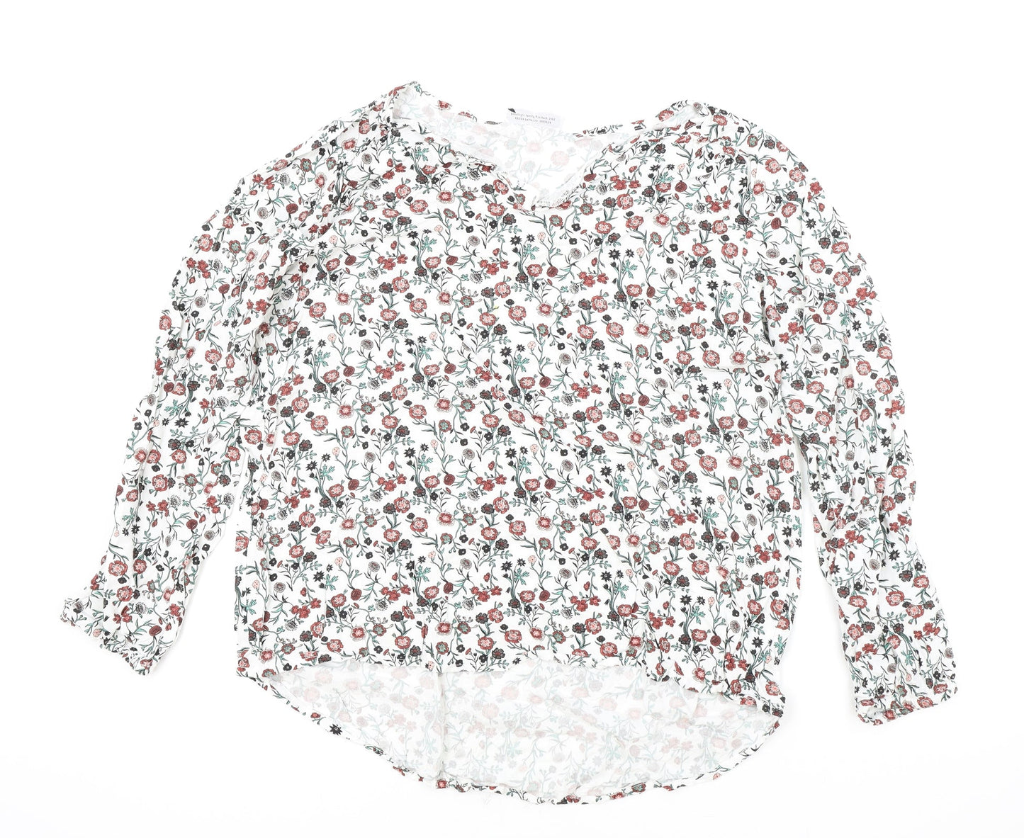Gina Womens White Floral Viscose Basic Blouse Size 44 Boat Neck