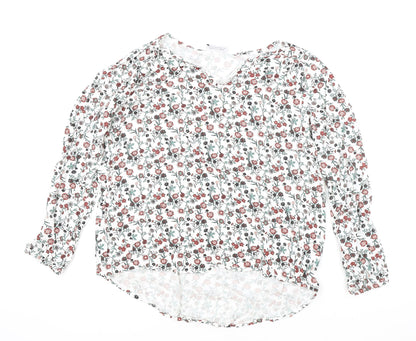 Gina Womens White Floral Viscose Basic Blouse Size 44 Boat Neck