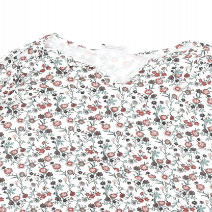 Gina Womens White Floral Viscose Basic Blouse Size 44 Boat Neck