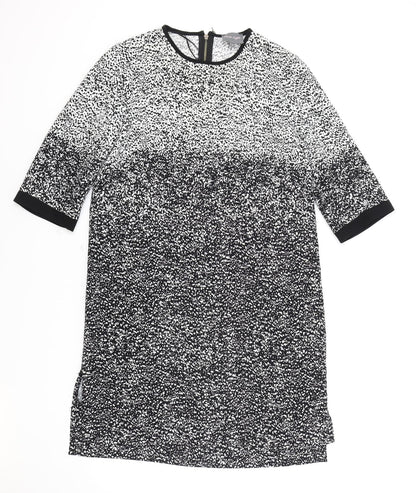 Phase Eight Womens White Geometric Polyester T-Shirt Dress Size 10 Round Neck Zip