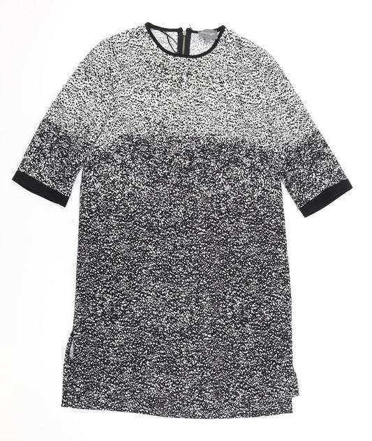 Phase Eight Womens White Geometric Polyester T-Shirt Dress Size 10 Round Neck Zip