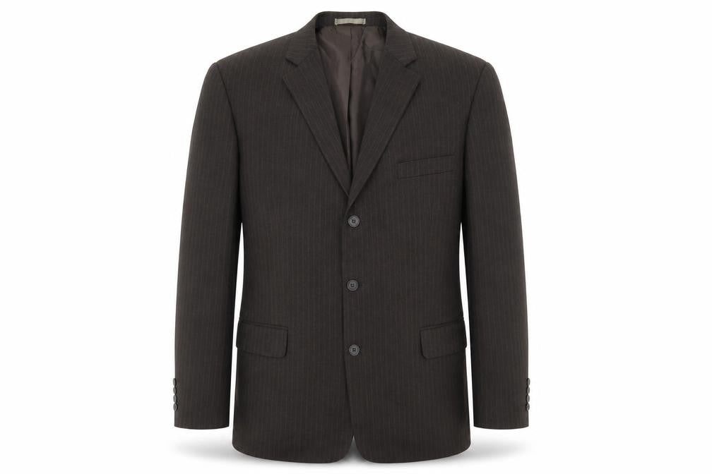 Taylor & Wright Mens Brown Striped Polyester Jacket Suit Jacket Size 46 - Padded Shoulders
