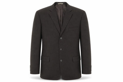 Taylor & Wright Mens Brown Striped Polyester Jacket Suit Jacket Size 46 - Padded Shoulders