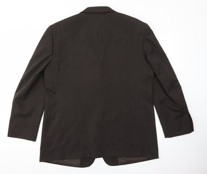 Taylor & Wright Mens Brown Striped Polyester Jacket Suit Jacket Size 46 - Padded Shoulders