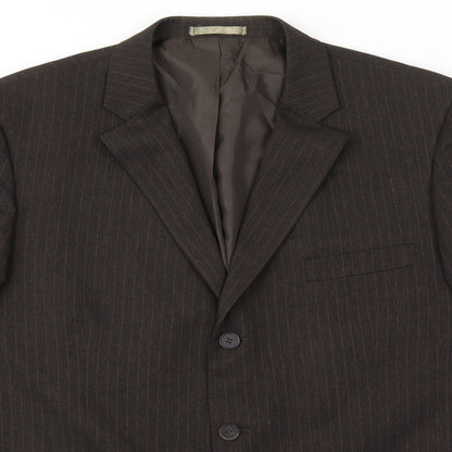 Taylor & Wright Mens Brown Striped Polyester Jacket Suit Jacket Size 46 - Padded Shoulders
