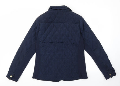 Avenue Womens Blue Quilted Coat Size 12 Zip