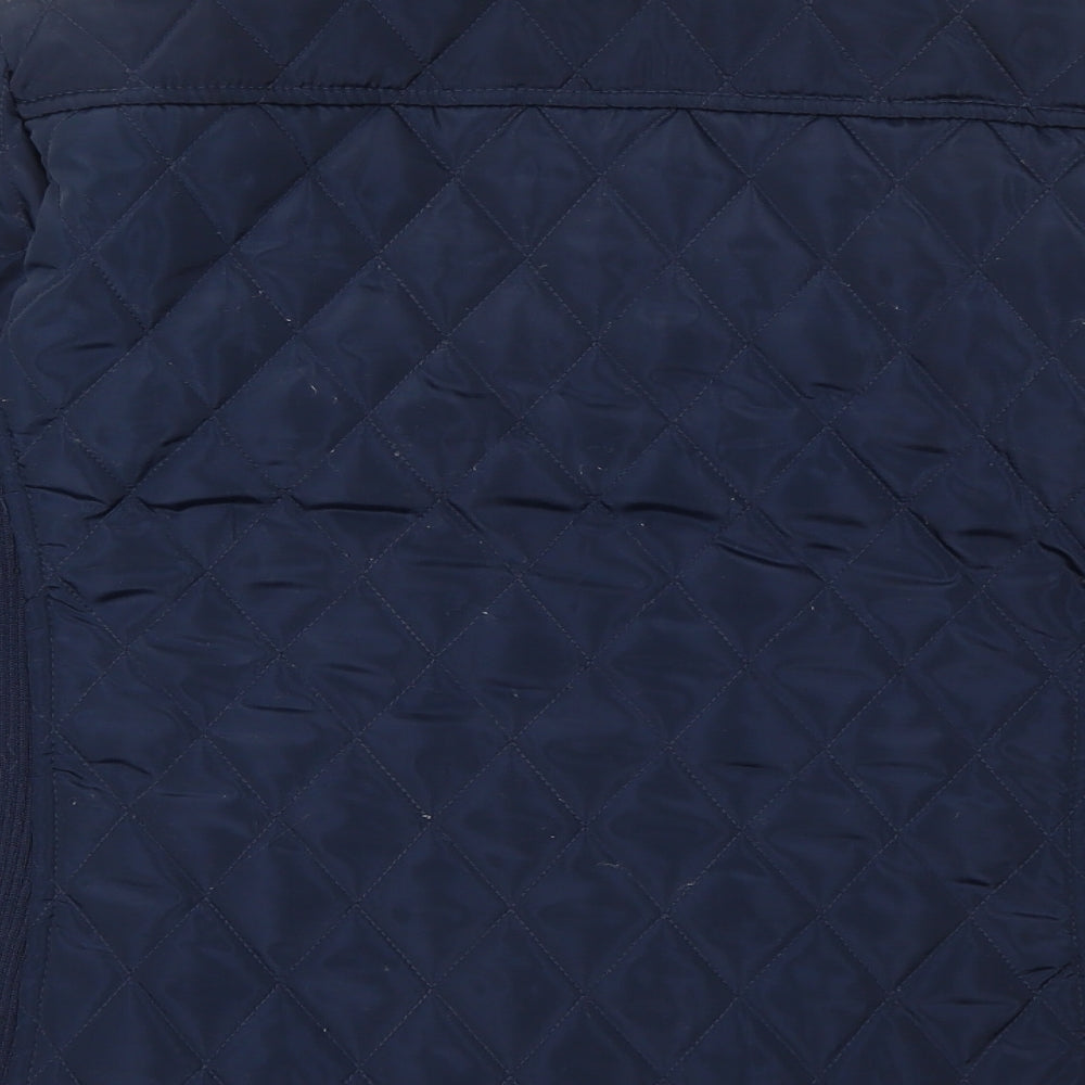 Avenue Womens Blue Quilted Coat Size 12 Zip