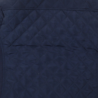 Avenue Womens Blue Quilted Coat Size 12 Zip