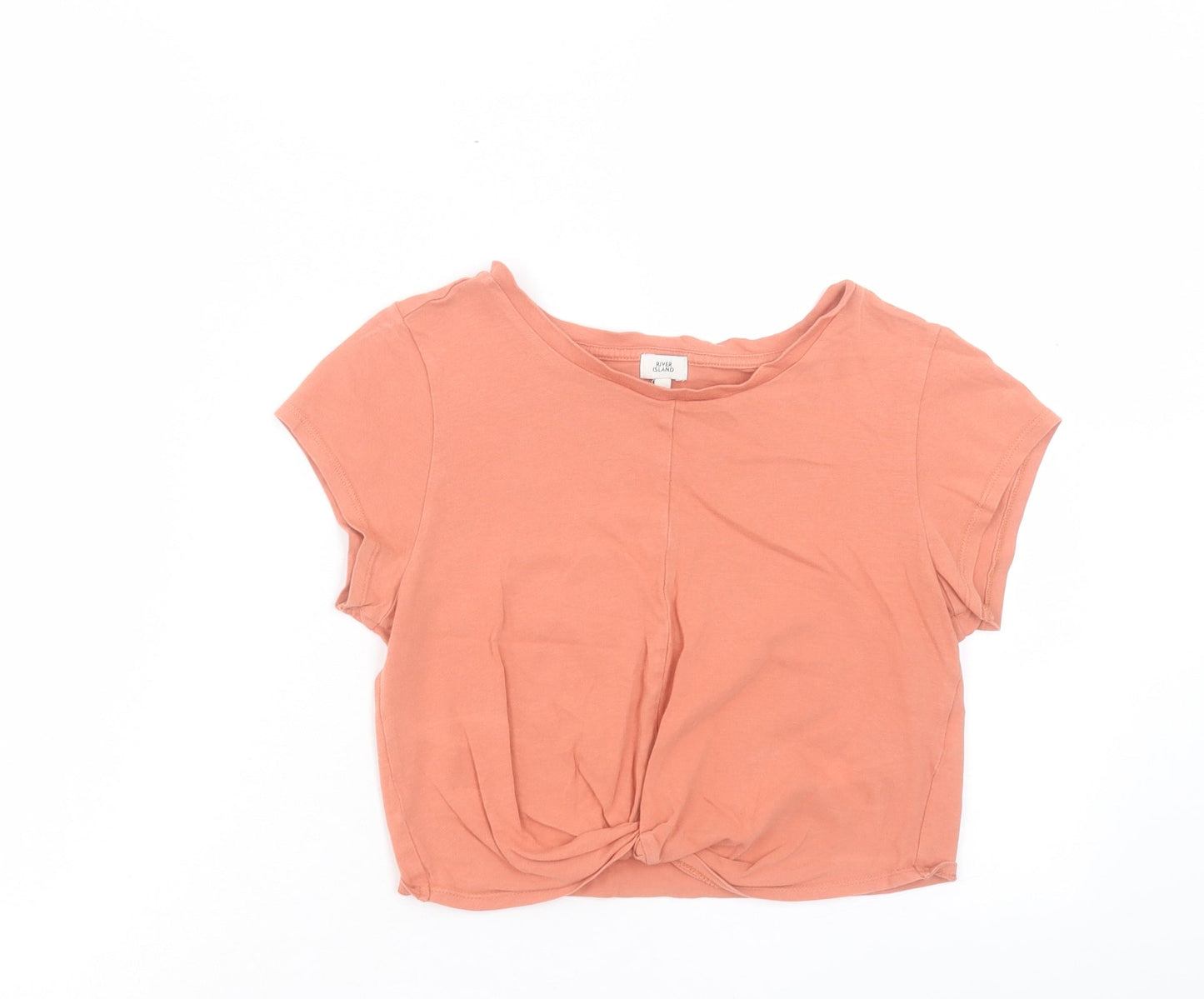 Womens UK Size 10 River Island Orange Cropped T-Shirt