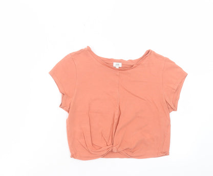 Womens UK Size 10 River Island Orange Cropped T-Shirt