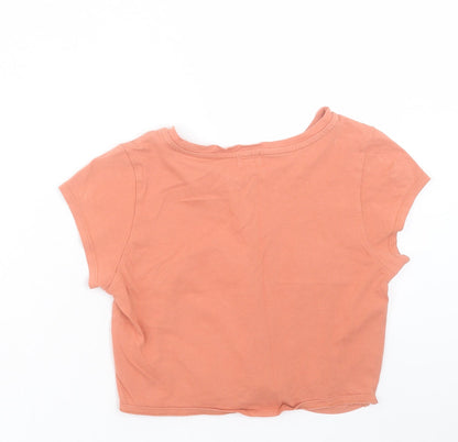 Womens UK Size 10 River Island Orange Cropped T-Shirt