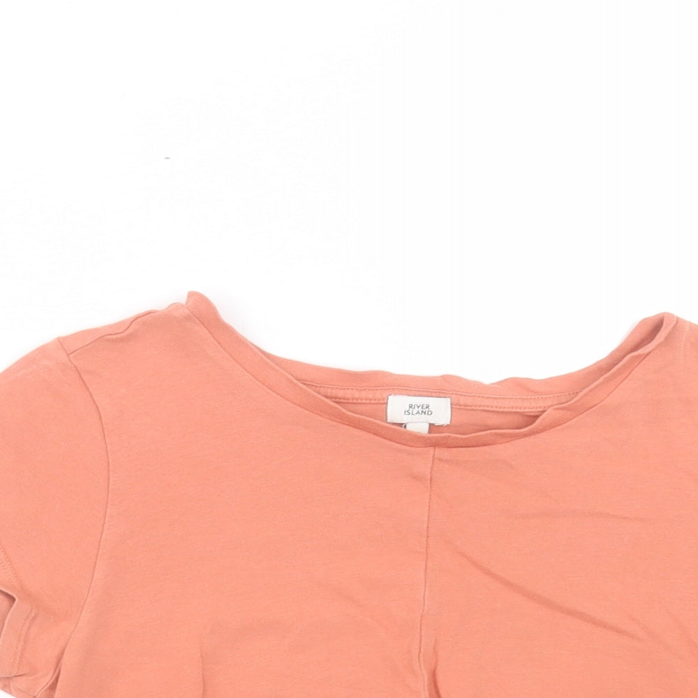 Womens UK Size 10 River Island Orange Cropped T-Shirt