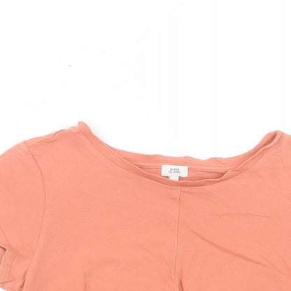 Womens UK Size 10 River Island Orange Cropped T-Shirt
