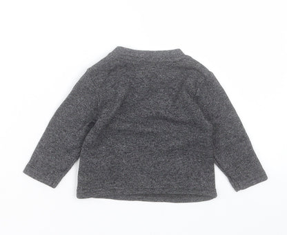 Primark Baby Grey Cotton Basic T-Shirt Size 3-6 Months Crew Neck Snap