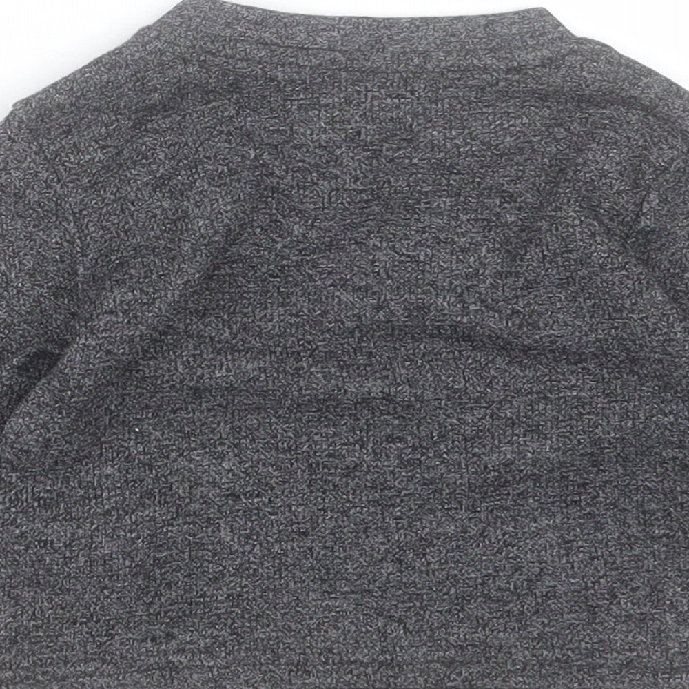 Primark Baby Grey Cotton Basic T-Shirt Size 3-6 Months Crew Neck Snap