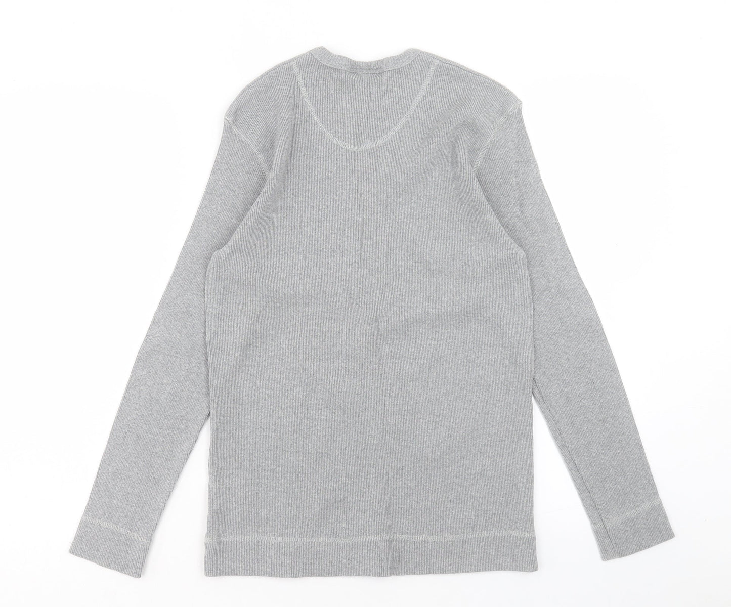 Burton Mens Grey V-Neck Cotton Pullover Jumper Size L