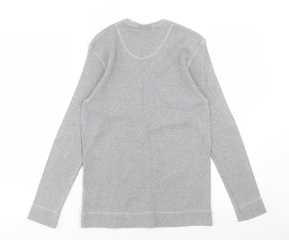 Burton Mens Grey V-Neck Cotton Pullover Jumper Size L