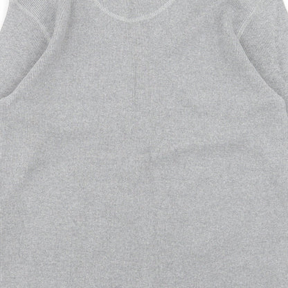 Burton Mens Grey V-Neck Cotton Pullover Jumper Size L