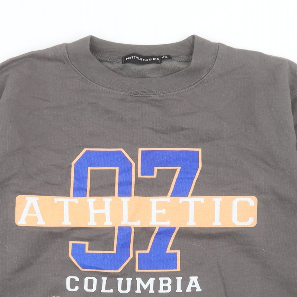 PRETTYLITTLETHING Womens Grey Cotton Pullover Sweatshirt Size XS Pullover - Columbia University