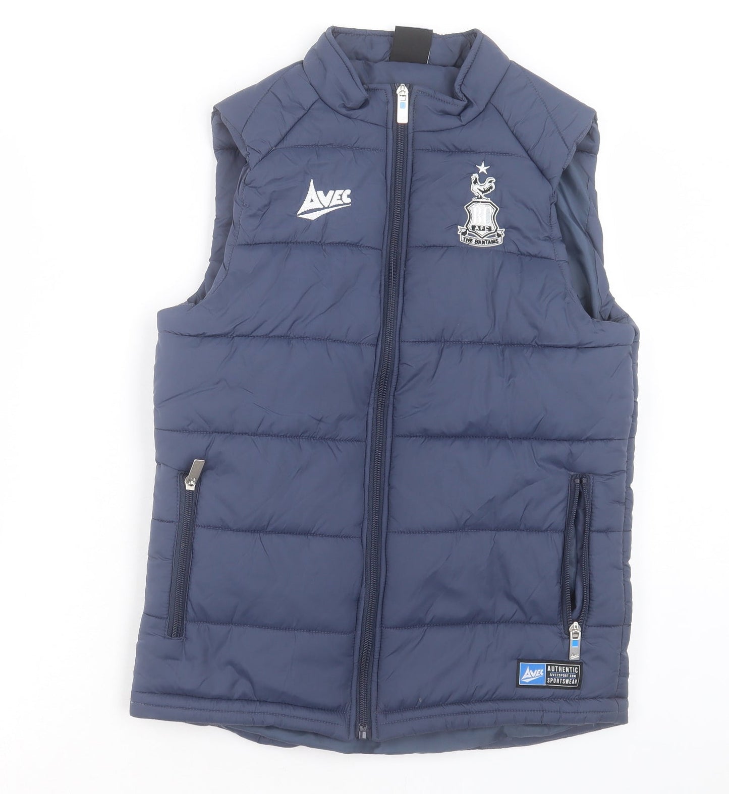 avec Boys Blue Gilet Jacket Size L Zip - The Bantams