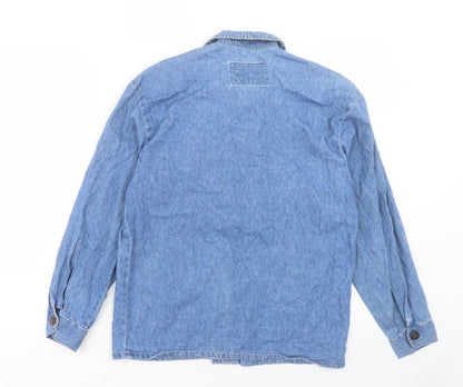 PASH U DENIM Womens Blue Cotton Basic Button-Up Size S Collared