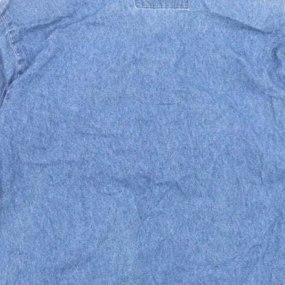 PASH U DENIM Womens Blue Cotton Basic Button-Up Size S Collared